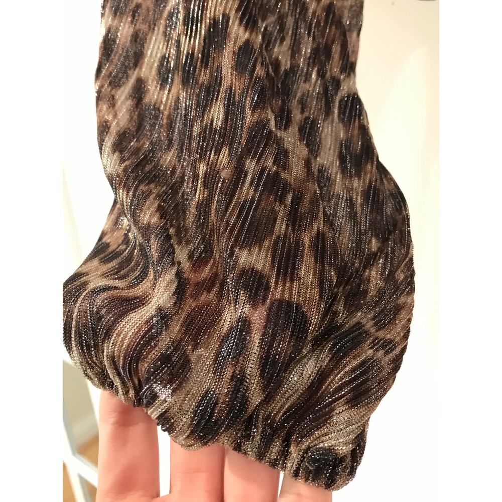 LOVERS + FRIENDS Hank top brown black gold shimmer cheetah crop blouse - Picture 5 of 10